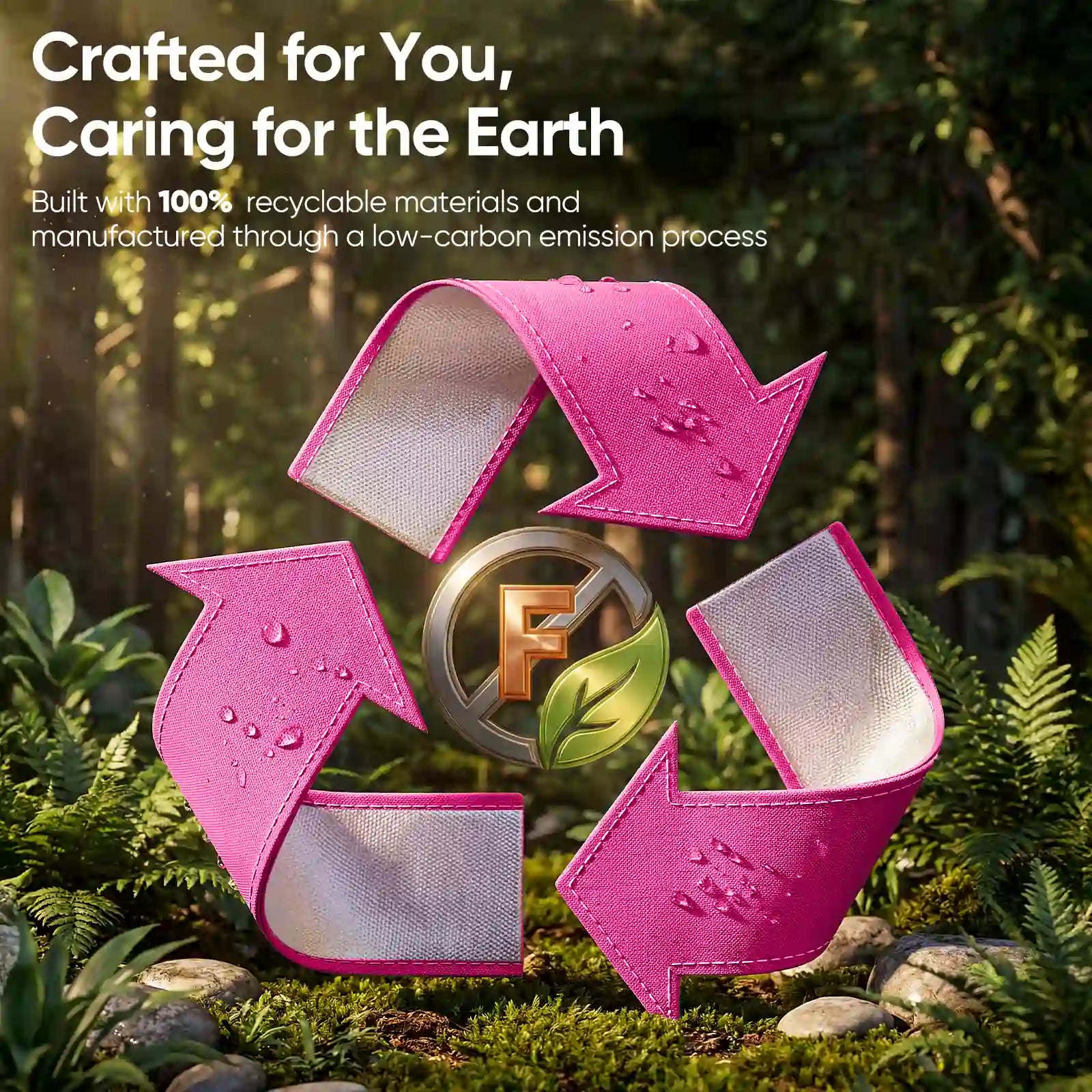 420D Oxford with premium UV and PU coating promoting eco-friendly#style_Pink w/Magnetic Door