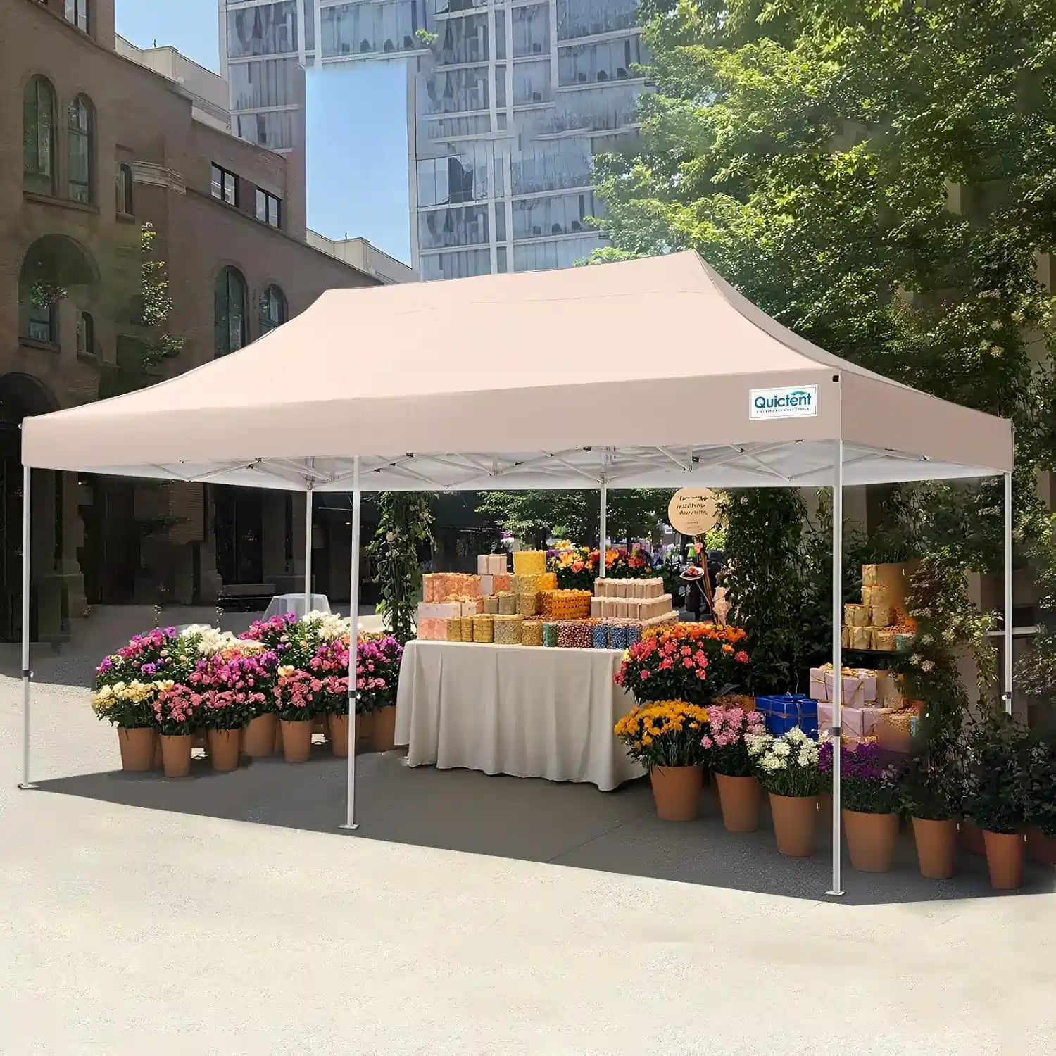 Beige outdoor canopy tent#style_10x20 No Sidewall-Beige