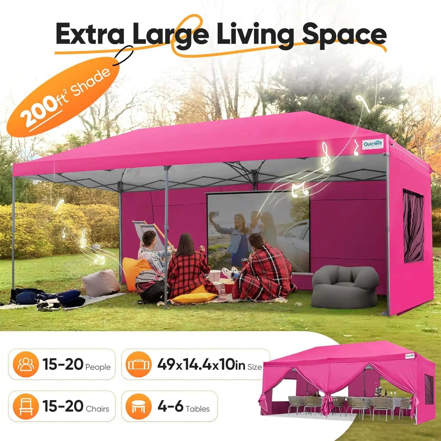 outdoor canopy tent with living space#color_pink
