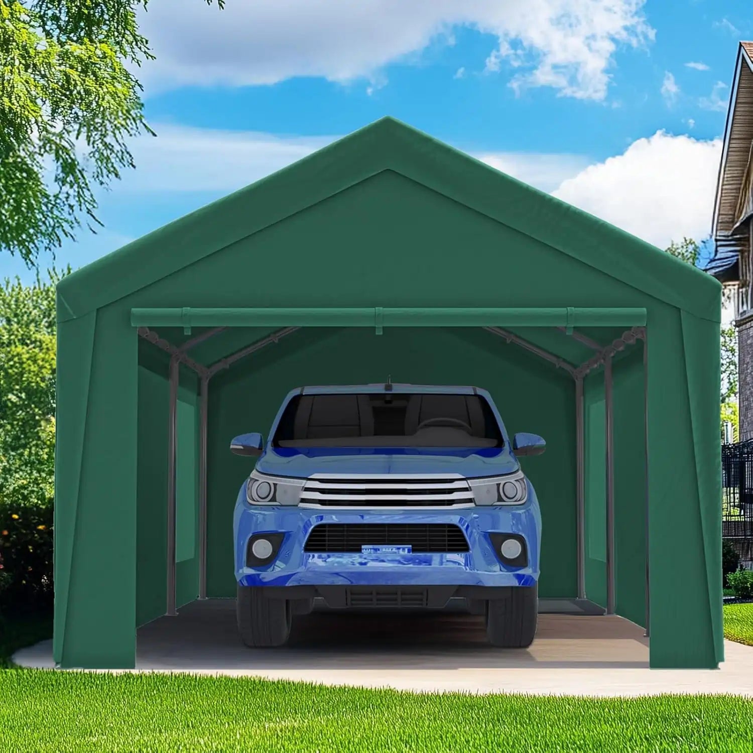 12x20ft Heavy Duty Carport#color_12'x20'-Green