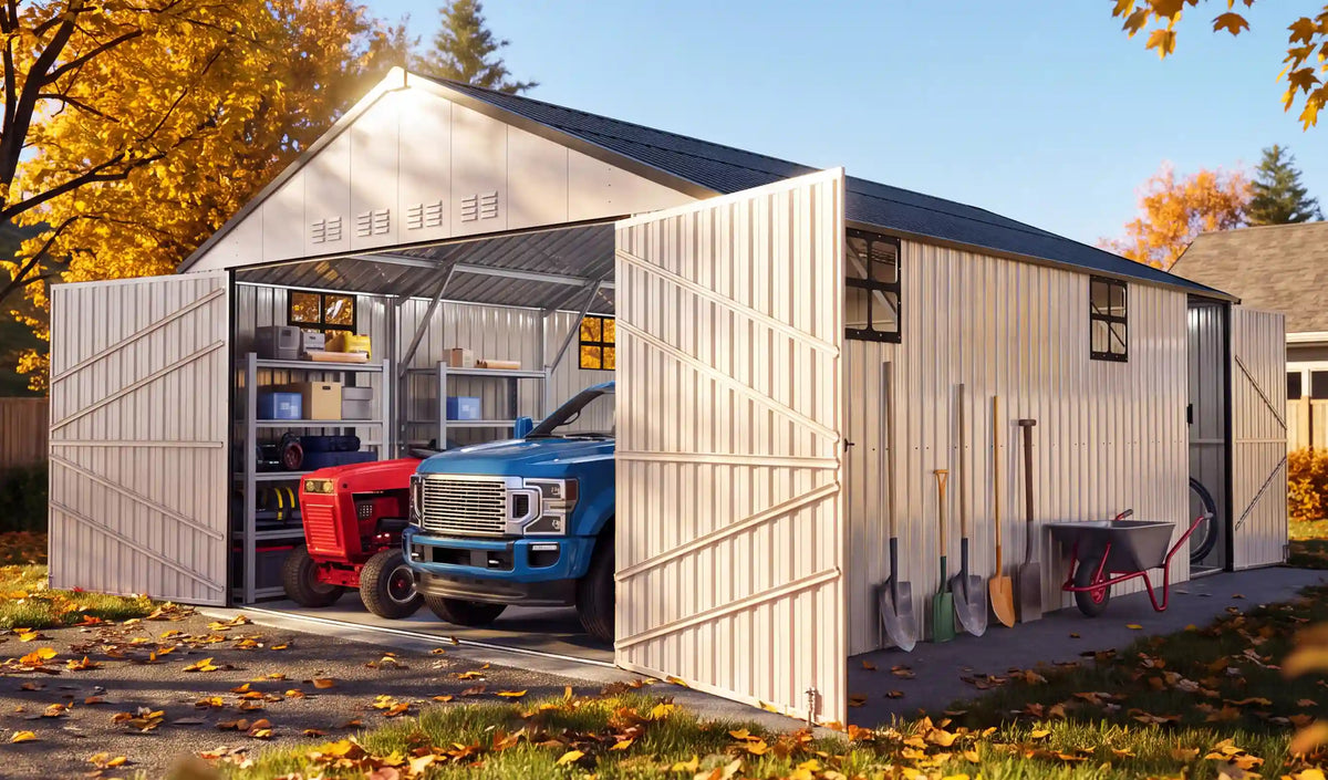 14X20X9.4FT Metal Garage#size_14x20FT w/Side Door