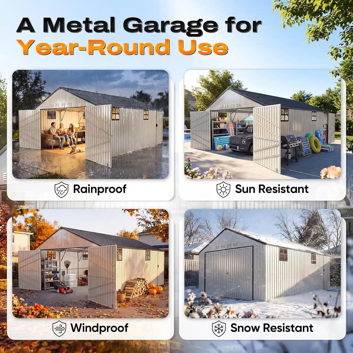 Storage Shed for Full-Sized Pickup Trucks,Garden Tool,Vehicles#size_14x20FT w/Side Door
