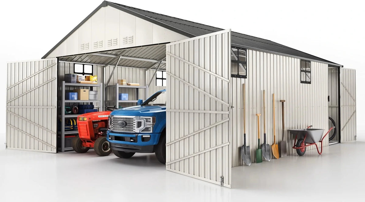 Quictent 14X20X9.4FT Metal Garage Carport#size_14x20FT w/Side Door