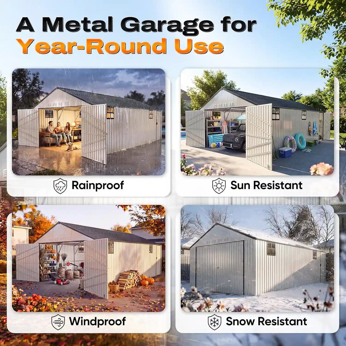 Storage Shed for Full-Sized Pickup Trucks,Garden Tool,Vehicles#size_14x24FT w/Side Door
