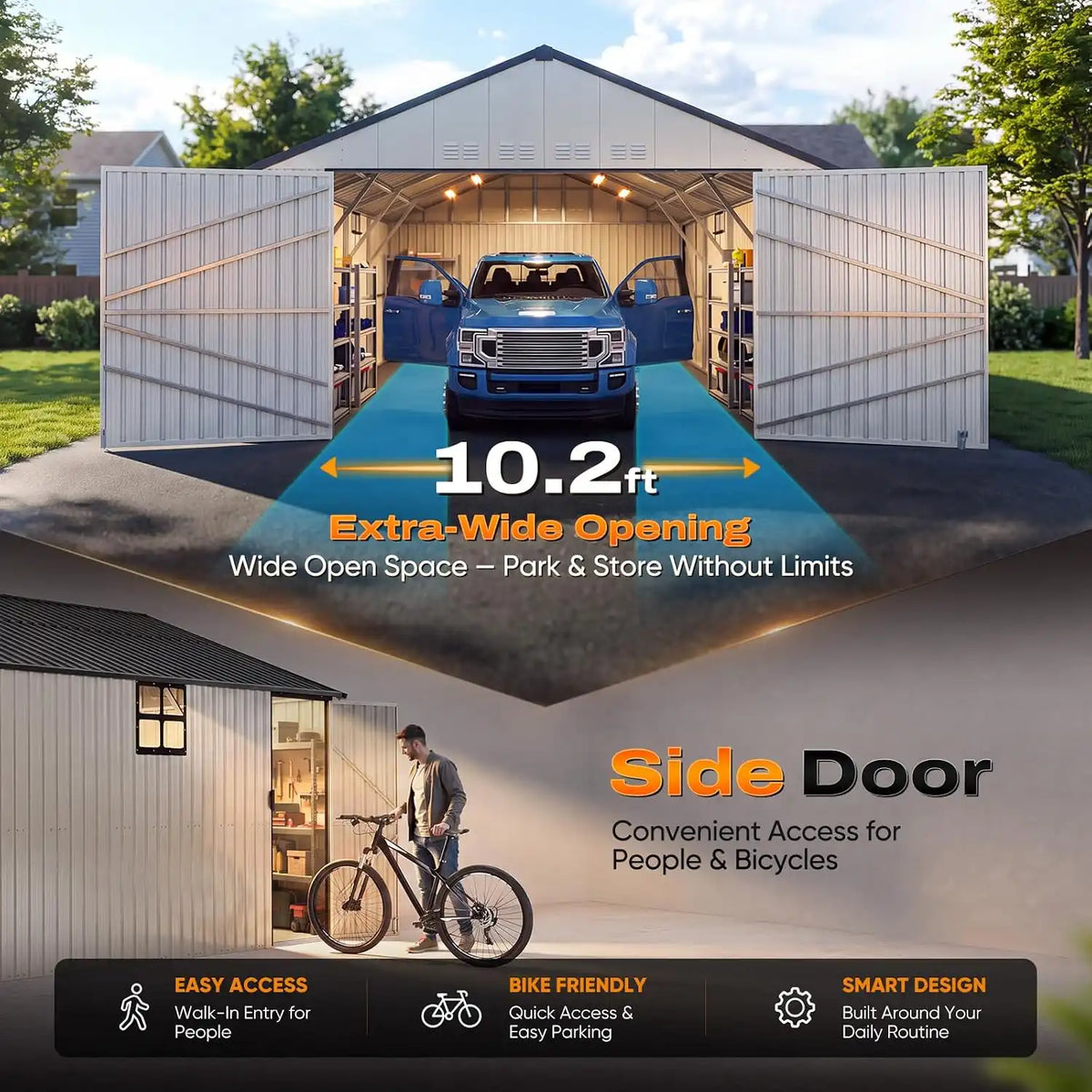 doors open wide for complete vehicle clearance#size_14x24FT w/Side Door