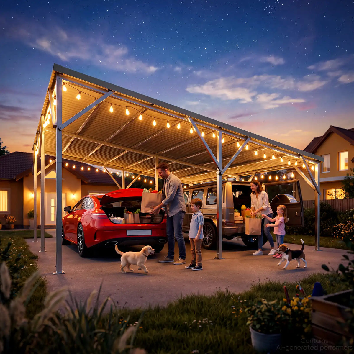 20×20FT Oversized 2-Car Space#size_20X20ft Lean-to-Slope Roof