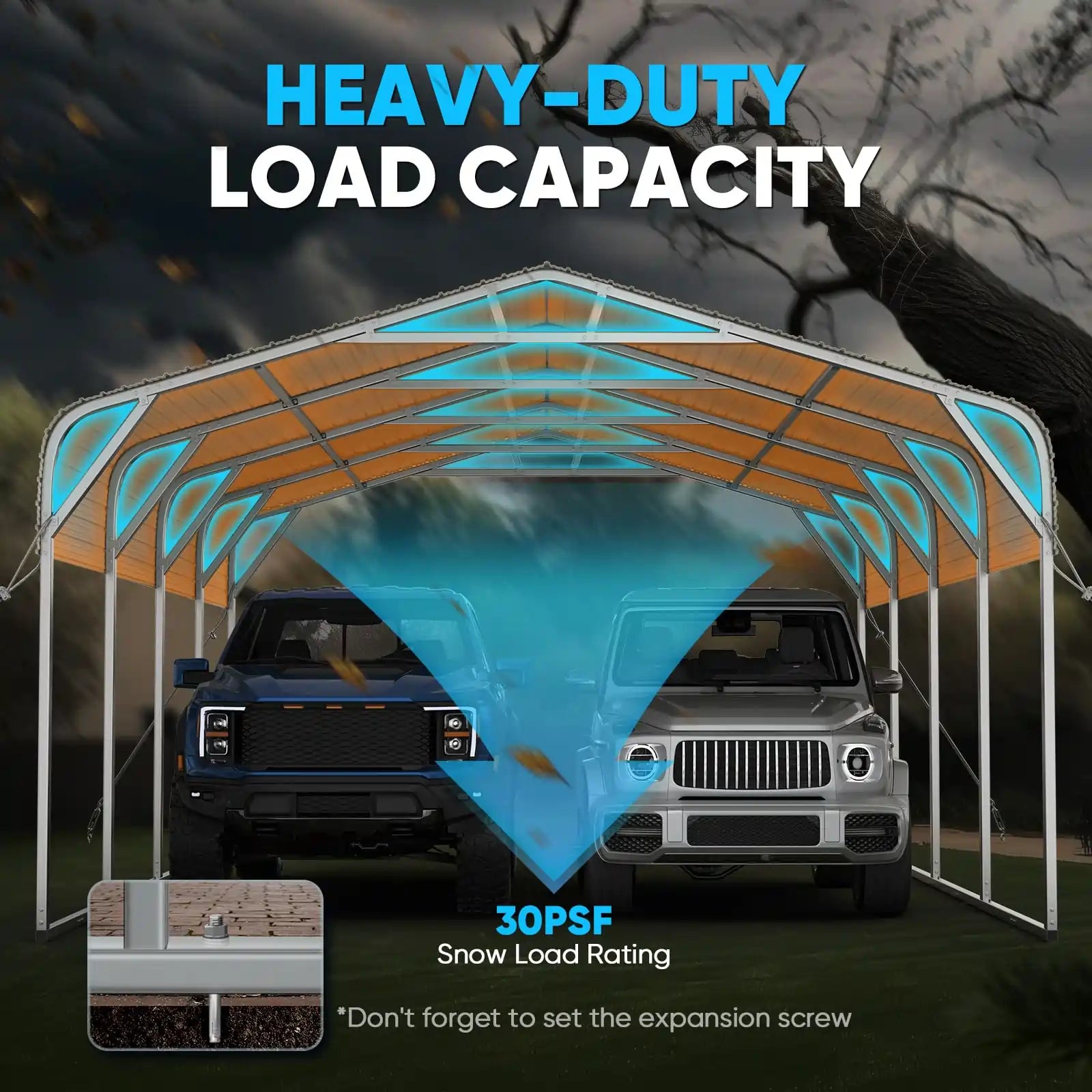 Heavy Duty 30PSF Snow Load Capacity#size_20X20ft