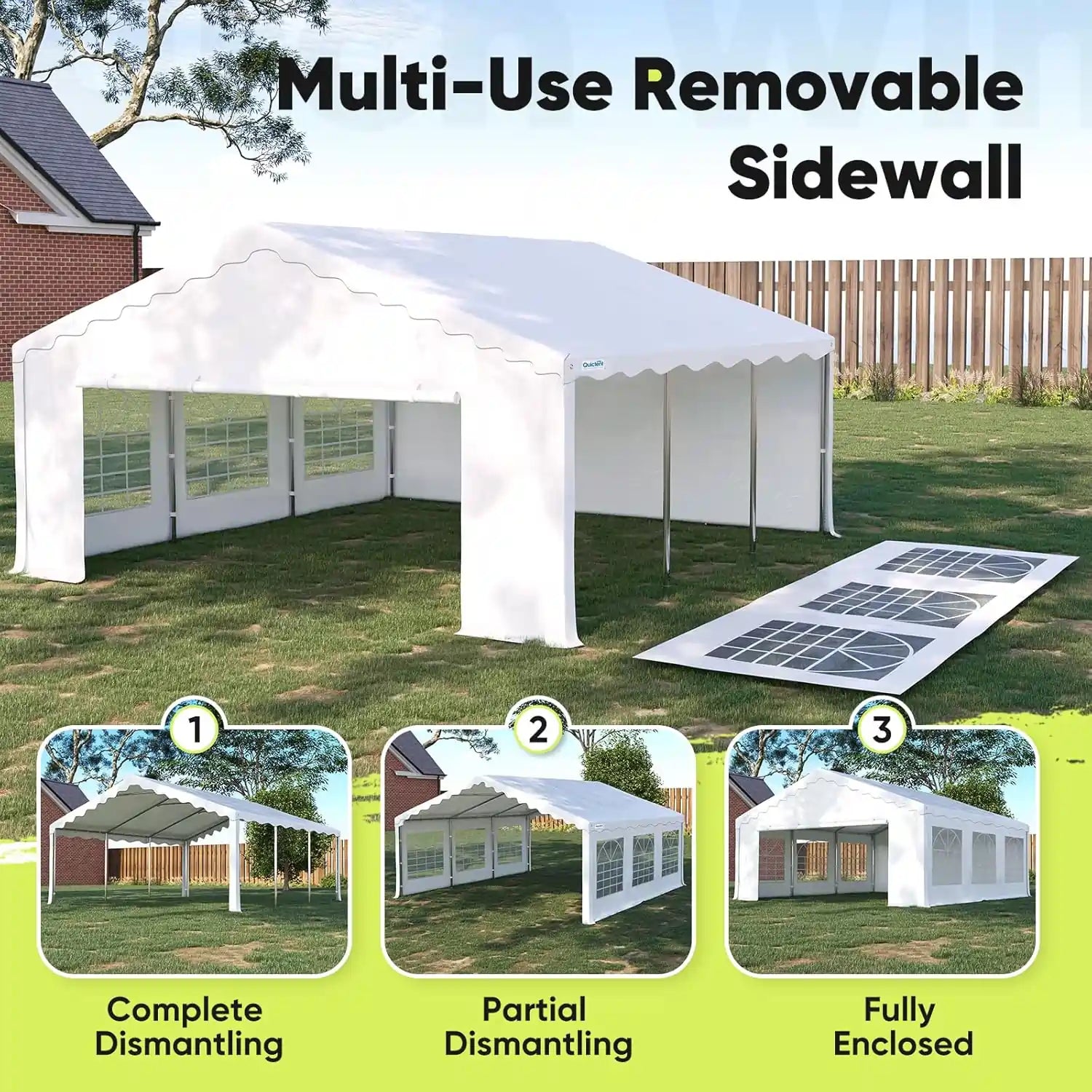 2 removable sidewalls and 2 zippered doors#style_wavy edge