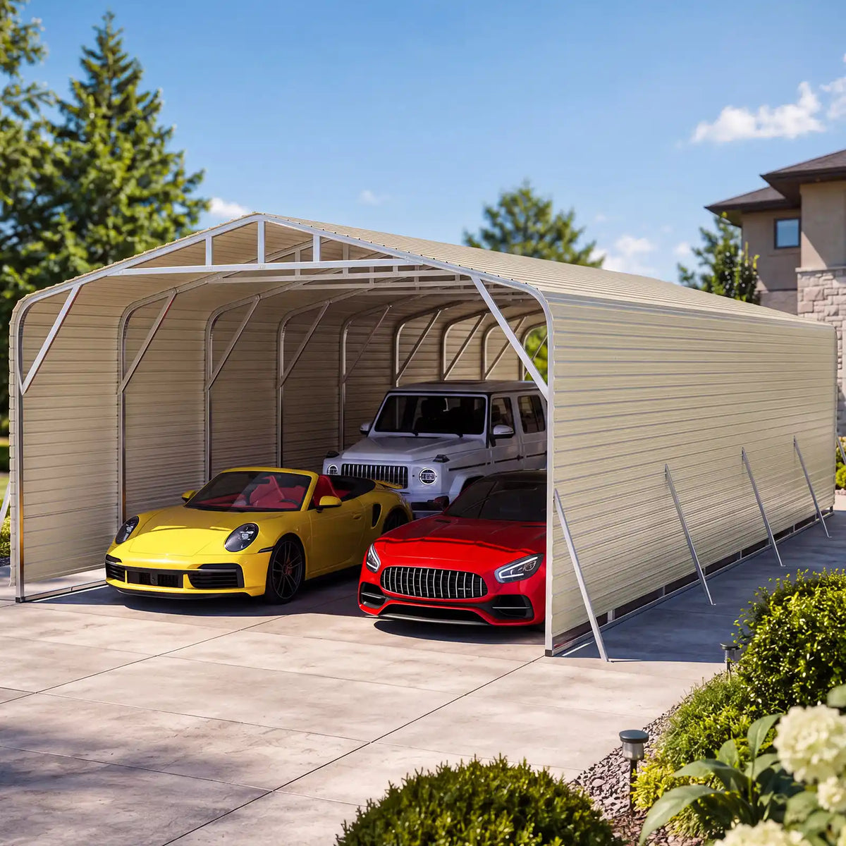 Quictent 20x40 FT Heavy Duty Metal Carport with Side Panels#size_20X40ft w/Side Panels