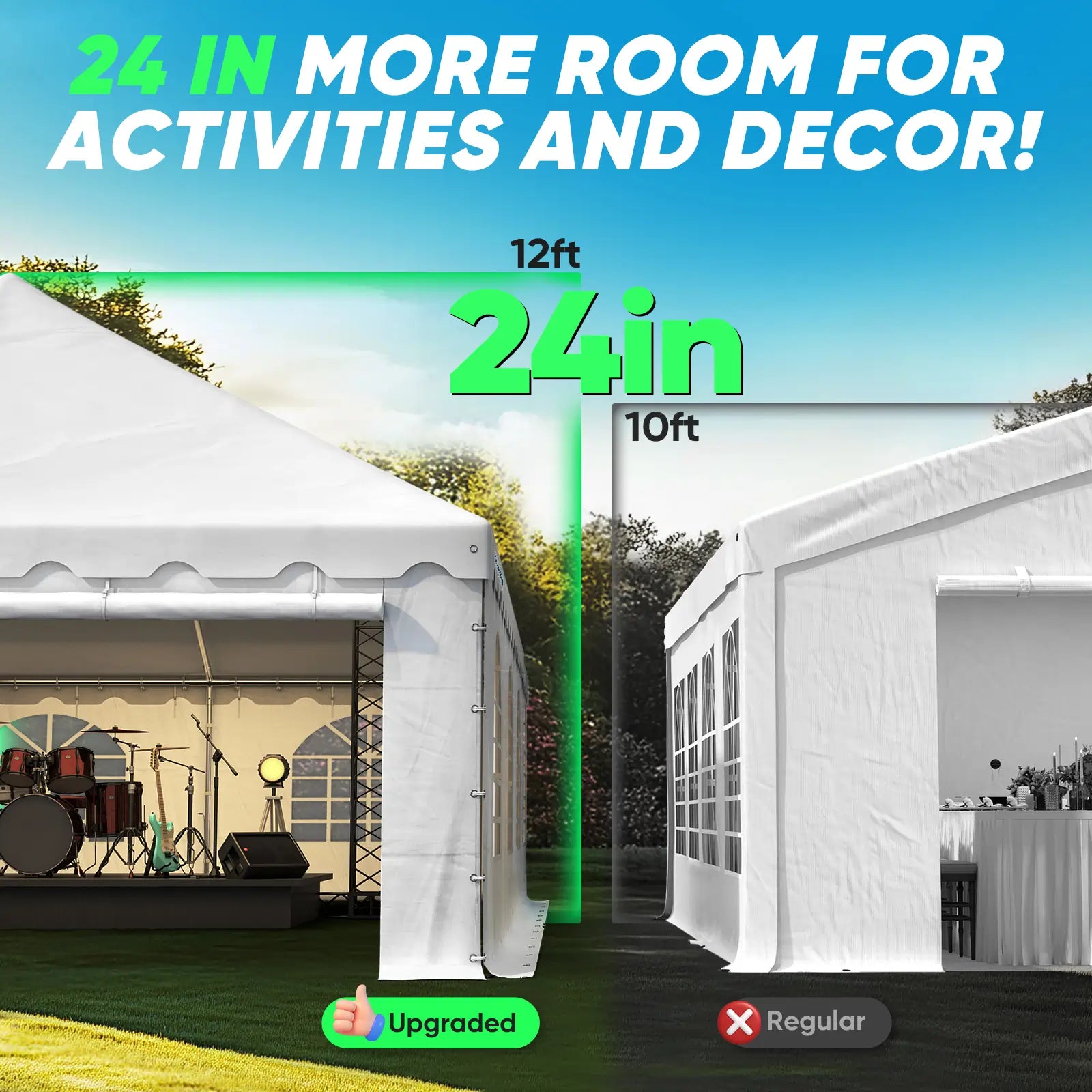 West Coast-style tent features a 12ft peak height#size_20'x40' with Sides