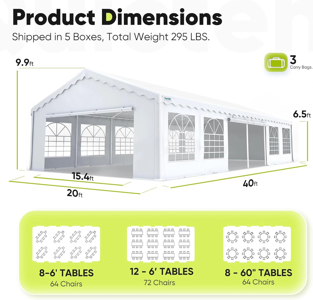 Party tent with dimensions#style_Wavy Edge