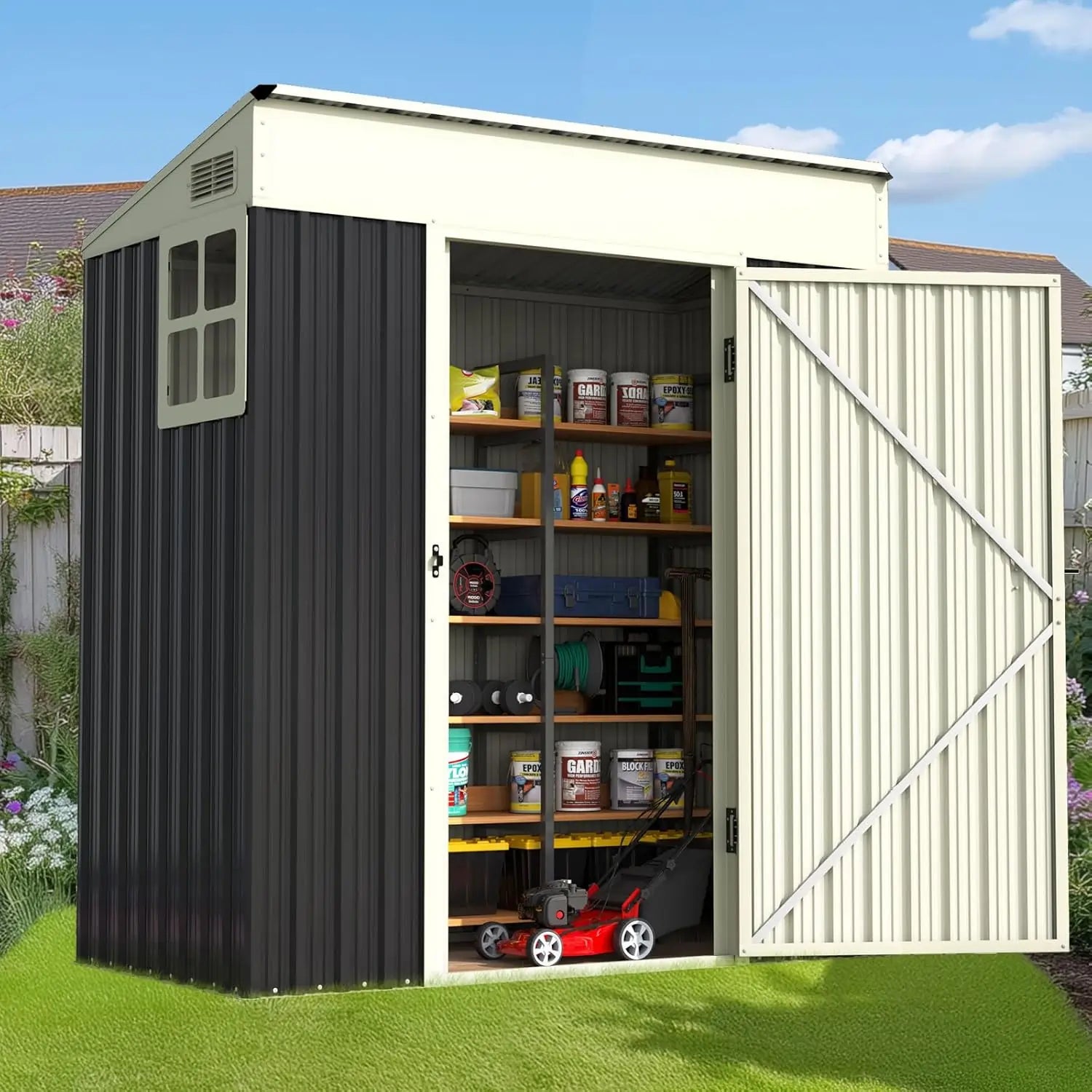 5.5X2.8 FT Metal storage shed#size_66.93"x33.46"