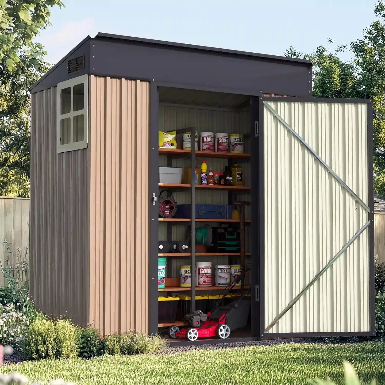 Brown Storage shed#size_66.93"x33.46"-Brown