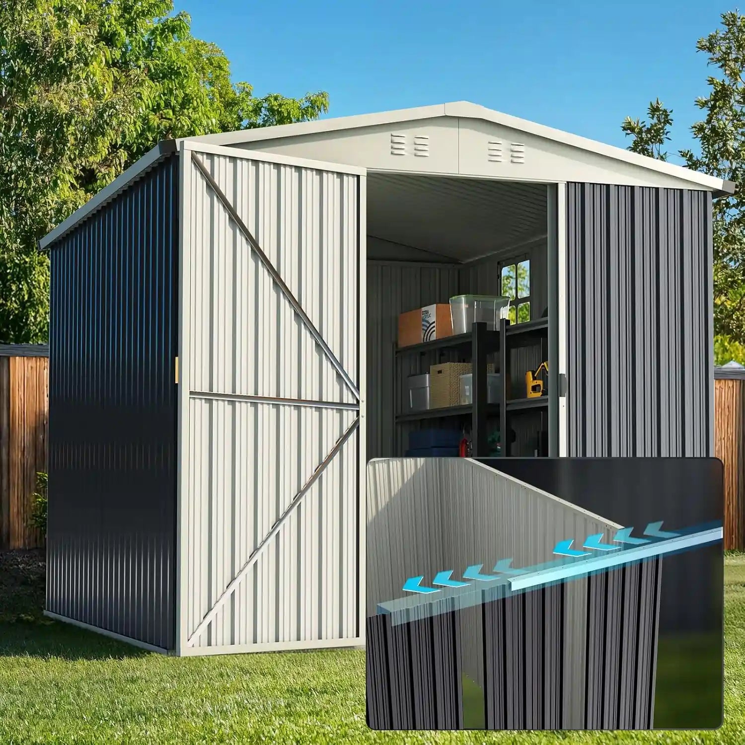 Quictent Outdoor Metal Storage Shed 7.6X6.3 FT#size_90.94"x75.79"