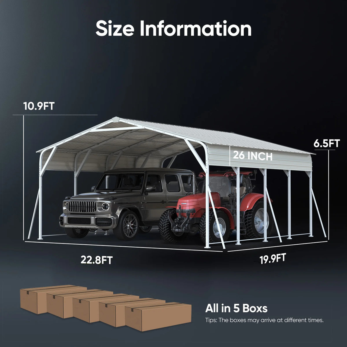 20X20FT Metal Carport dimensions#size_20X20ft