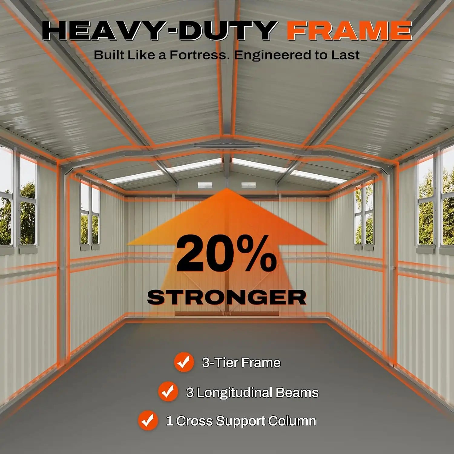Heavy-duty frame structure#size_10x16FT w/Clear Roof Panel