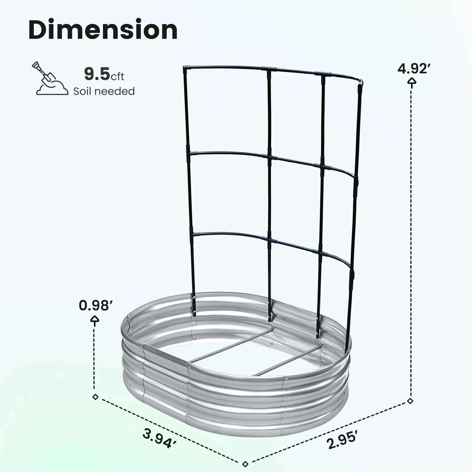 Dimension of 4X3X1FT Raised Garden Bed with Wall Trellis#size_4x3x1ft