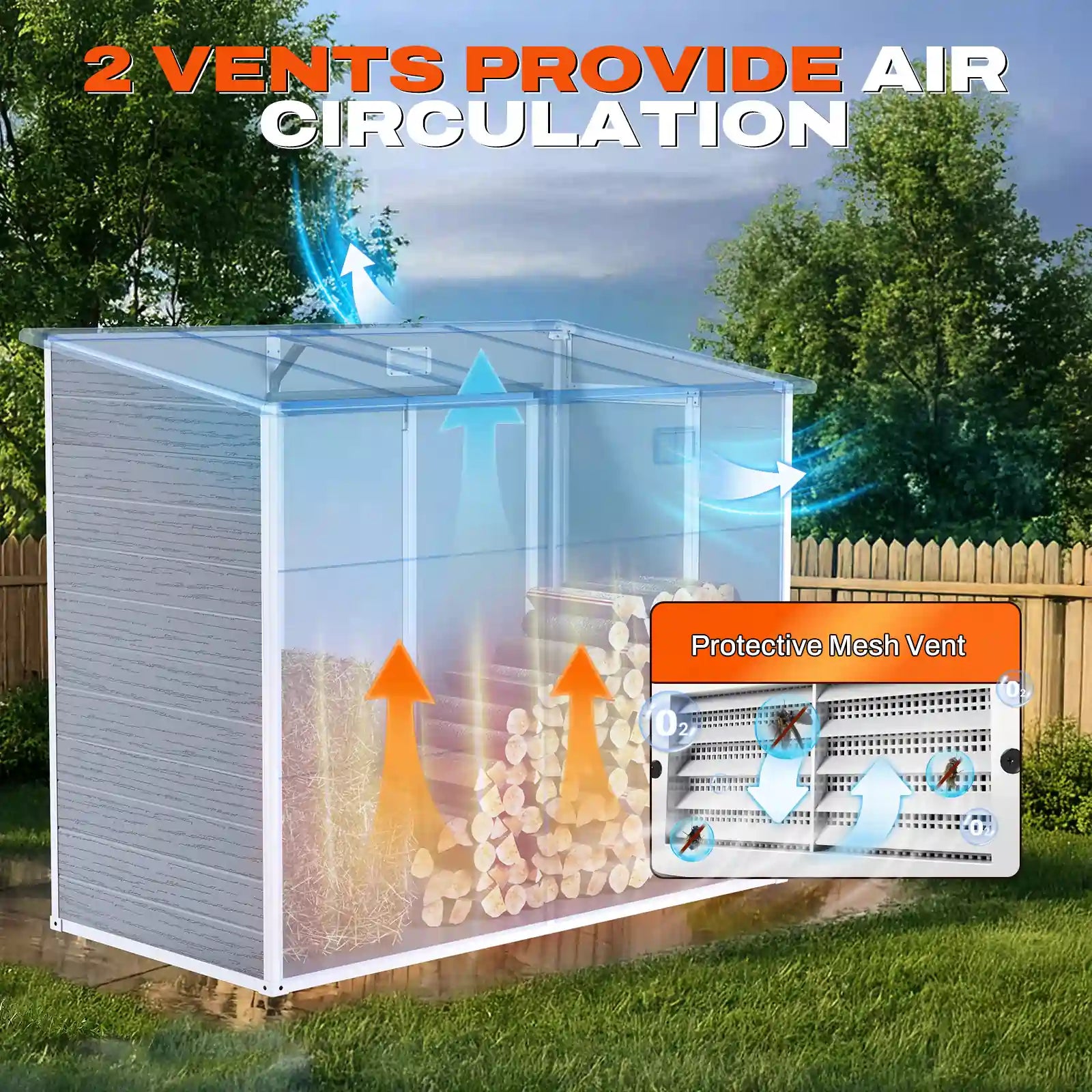 2 VENTS PROVIDE AIR CIRCULATION#size_7.5x3.7FT-Light Gray