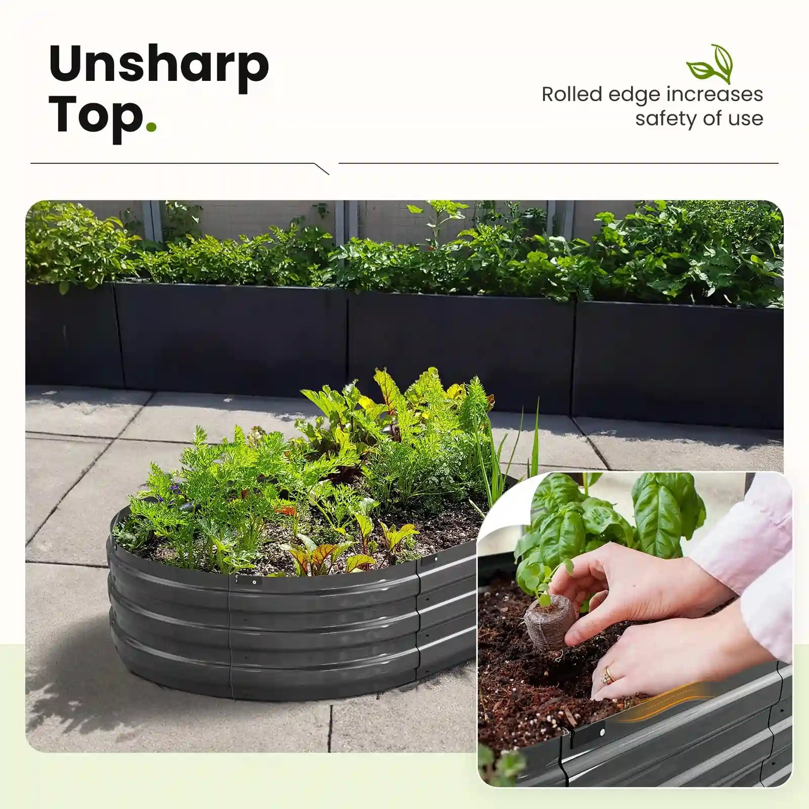 KING BIRD Screwless Dark Grey Raised Garden Bed 4x3x1ft unsharp top#size_4x3x1ft (2pcs)