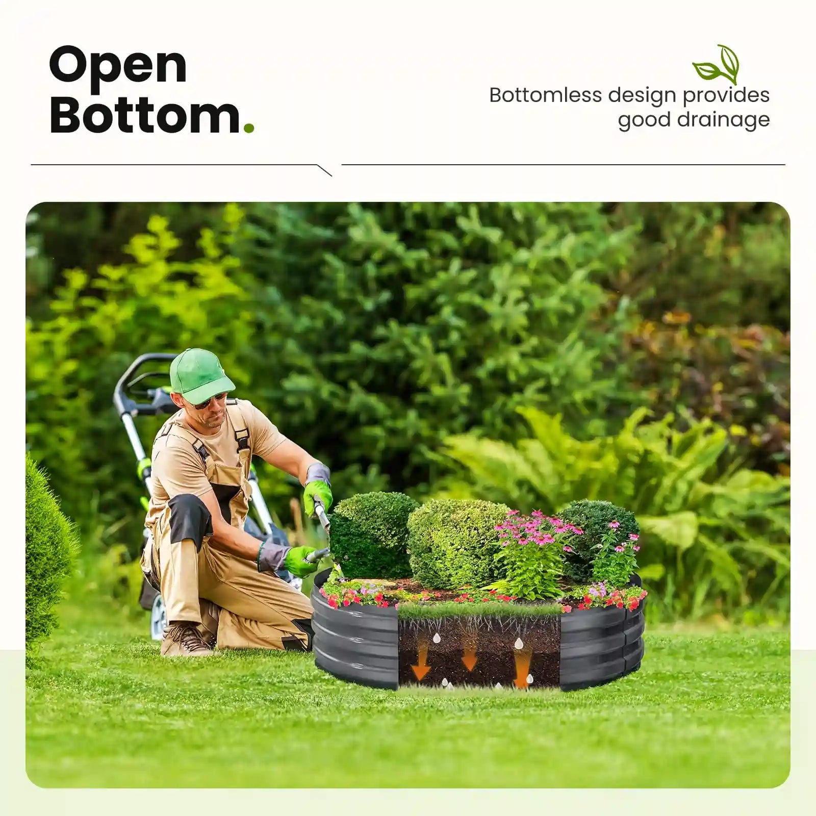 KING BIRD Screwless Dark Grey Raised Garden Bed 4x3x1ft open bottom#size_4x3x1ft (2pcs)