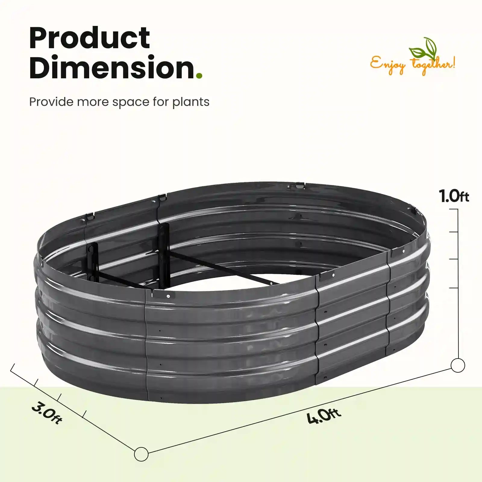 KING BIRD Screwless Dark Grey Raised Garden Bed 4x3x1ft dimension#size_4x3x1ft (2pcs)