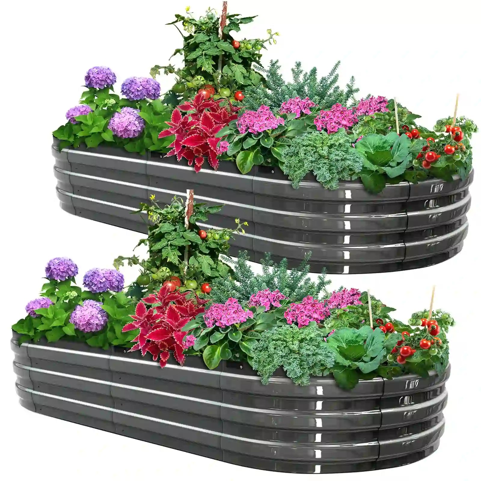 KING BIRD Screwless Dark Grey Raised Garden Bed 6x3x1ft #size_6x3x1ft (2pcs)