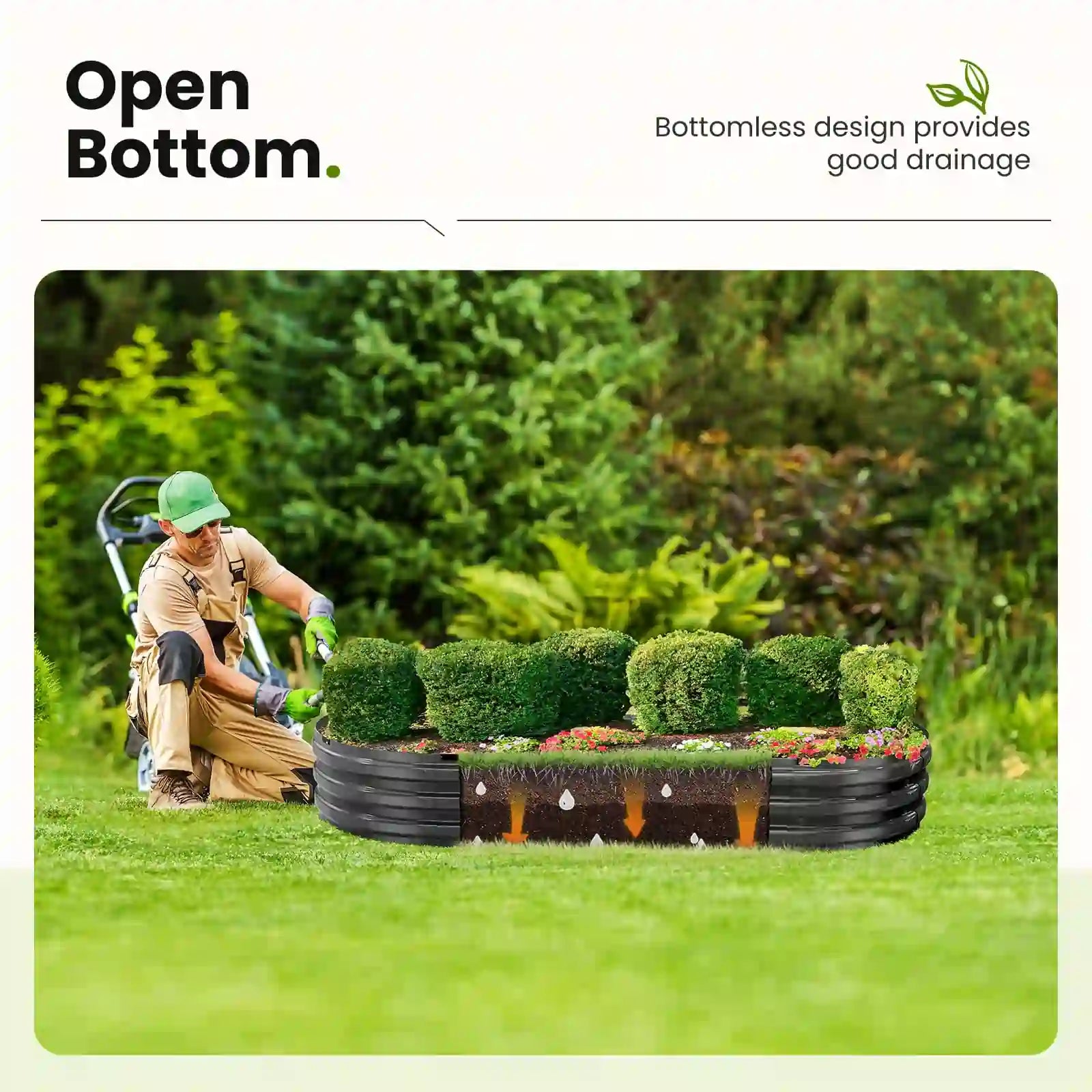 KING BIRD Screwless Dark Grey Raised Garden Bed 6x3x1ft open bottom#size_6x3x1ft (2pcs)