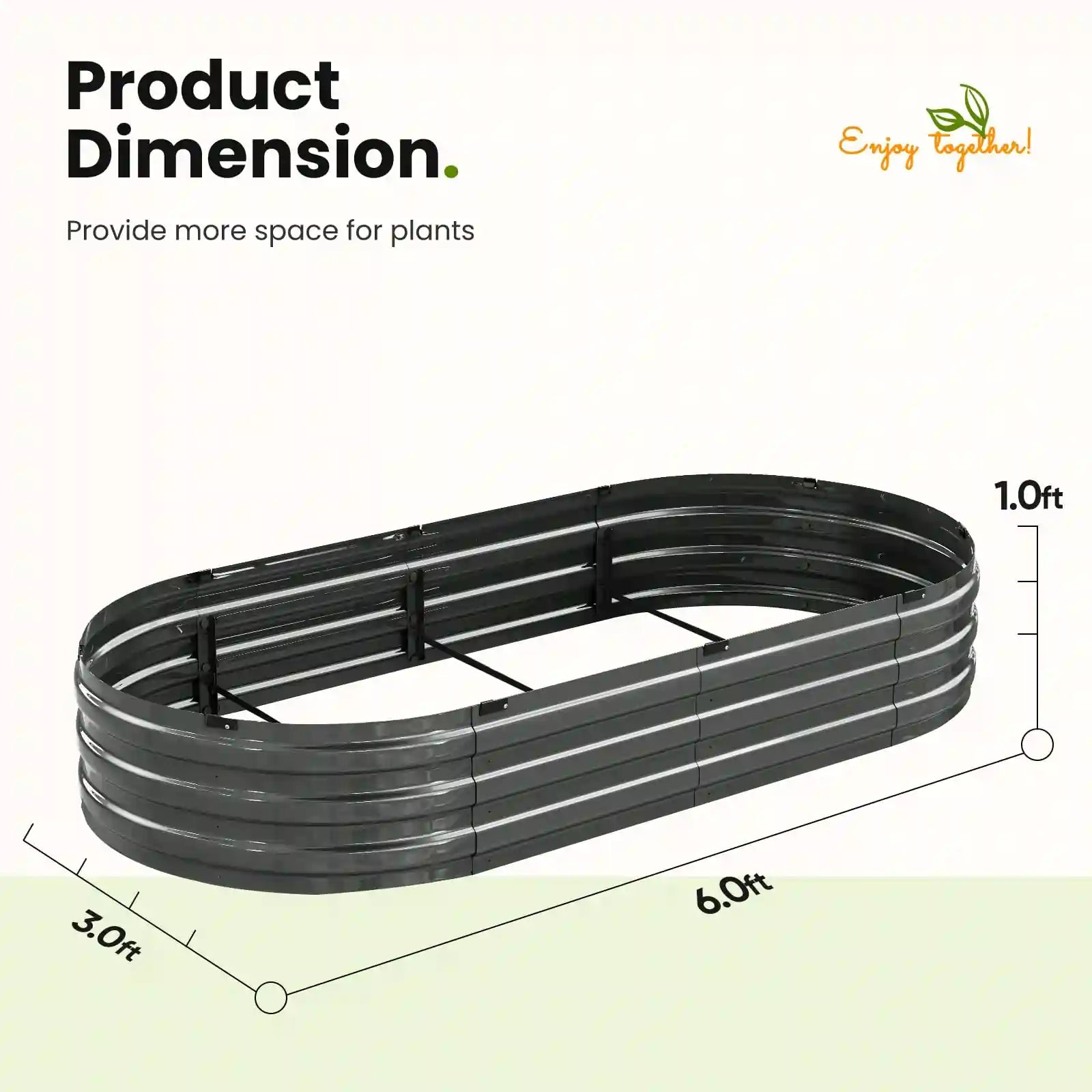 KING BIRD Screwless Dark Grey Raised Garden Bed 6x3x1ft dimension#size_6x3x1ft (2pcs)