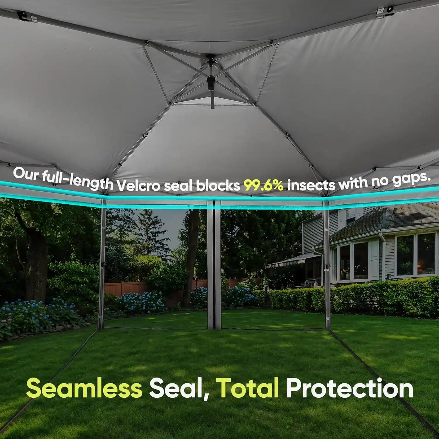 6.6' x 6.6' Small Pop Up Canopy with Netting - large capacity#style_Beige