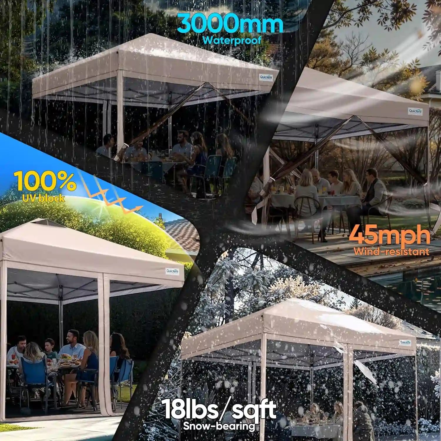 6.6' x 6.6' Small Pop Up Canopy with Netting - 50+ UPF#style_Beige