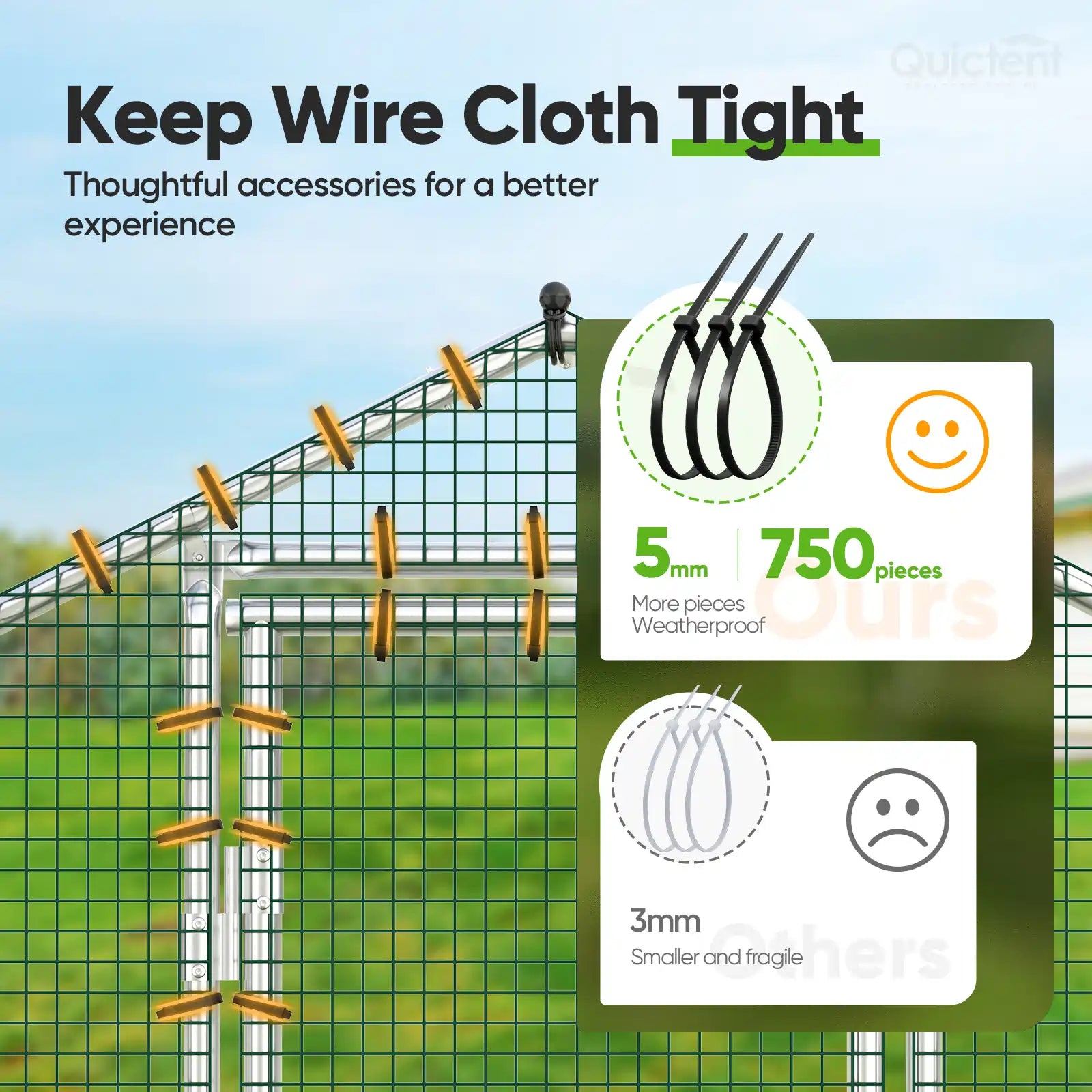 Wire cloth with clips#size_18x9ft w/Extended Wire+Roost Poles