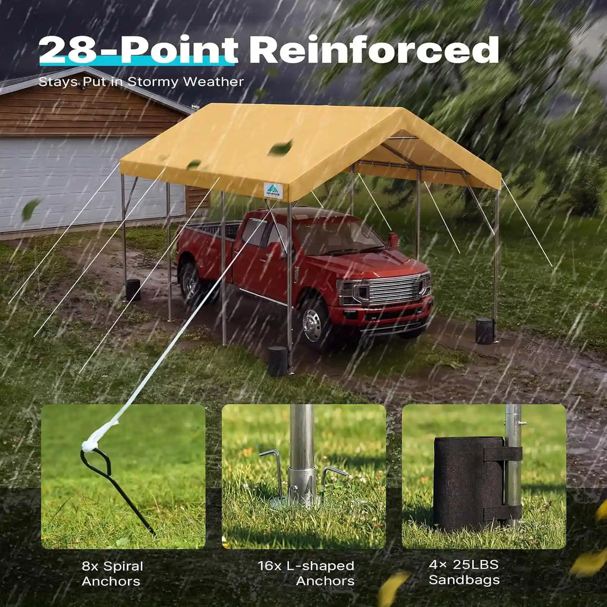 Seasonal shade canopies used for various purposes including backyard, pool area, storage, and outdoor events#style_Beige-12'x20'