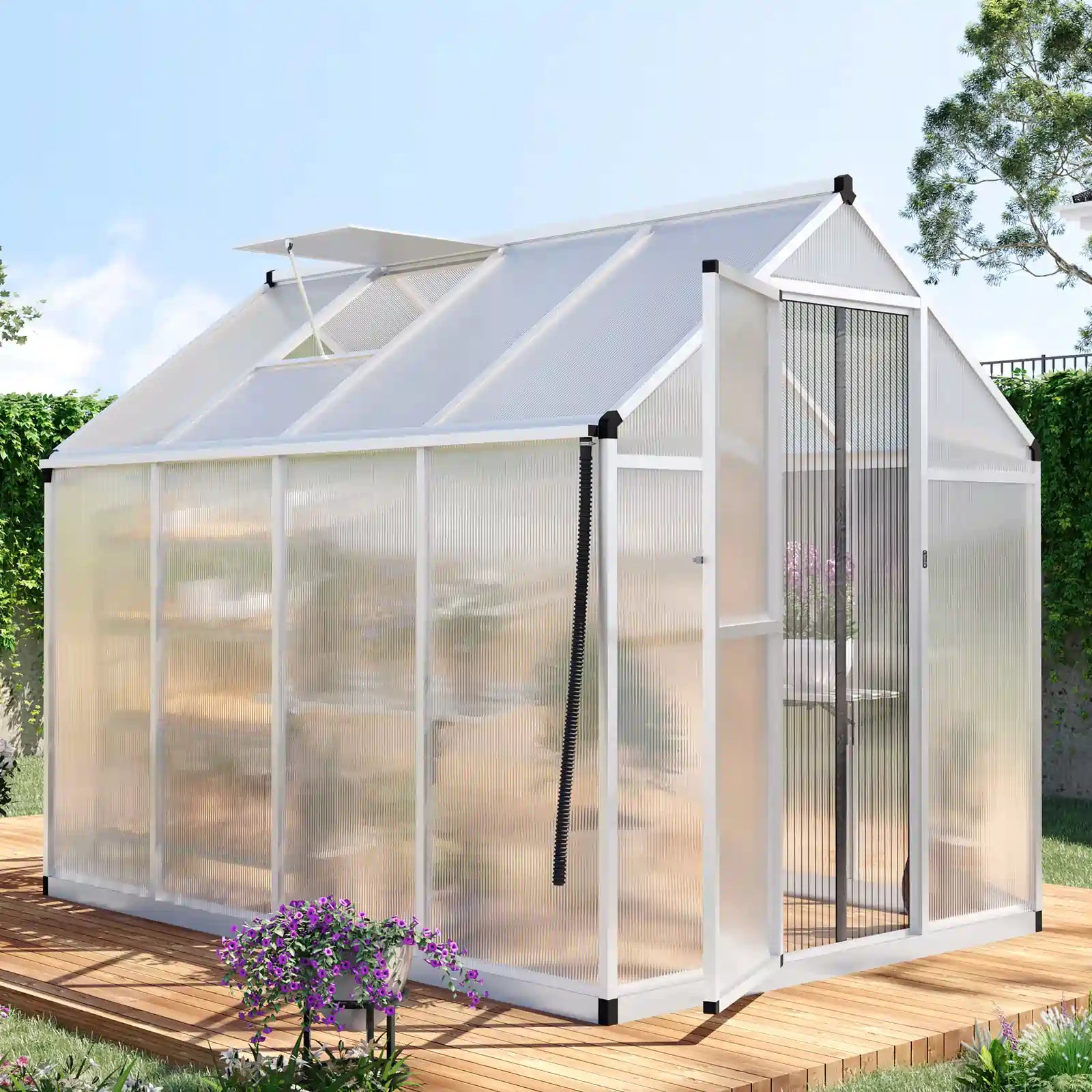 8x6FT Polycarbonate Greenhouse#size_6X8X6ft-w/shelf