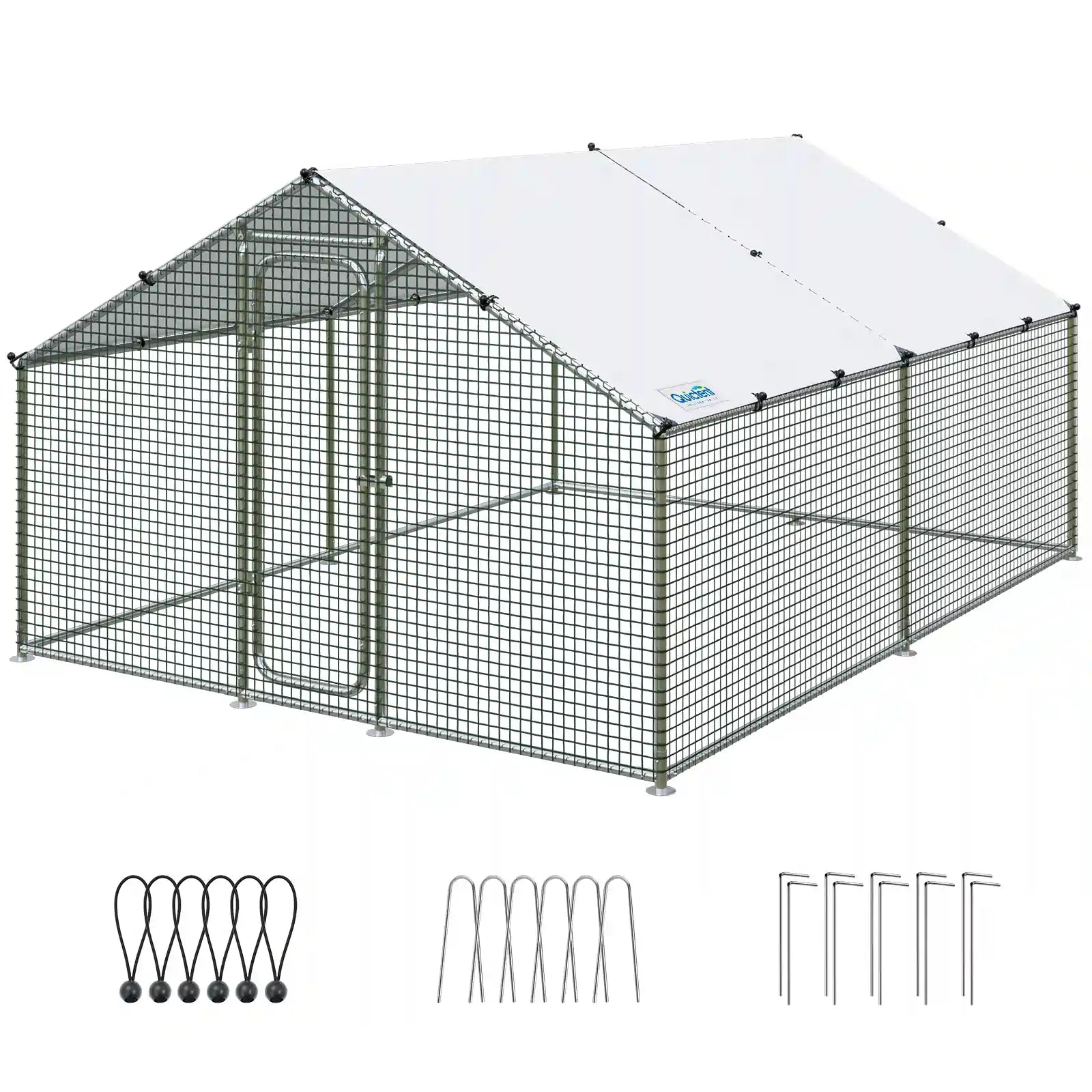 12x9x6.6FT Metal Chicken Coop#size_12x9FT HardwareCloth-No CornerBar