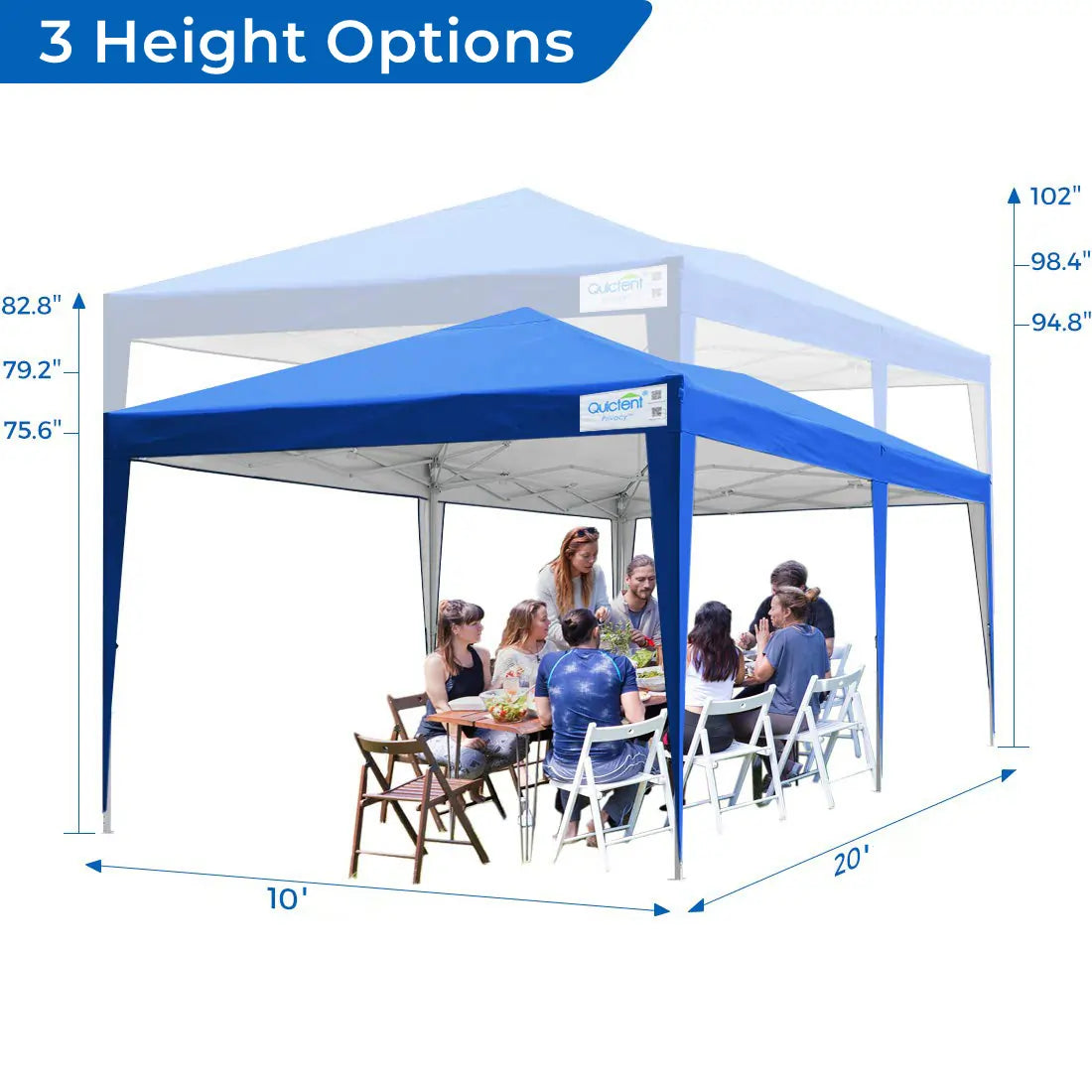 Blue 10'x20' EZ Pop Up Canopy With Adjustable Frame#color_blue
