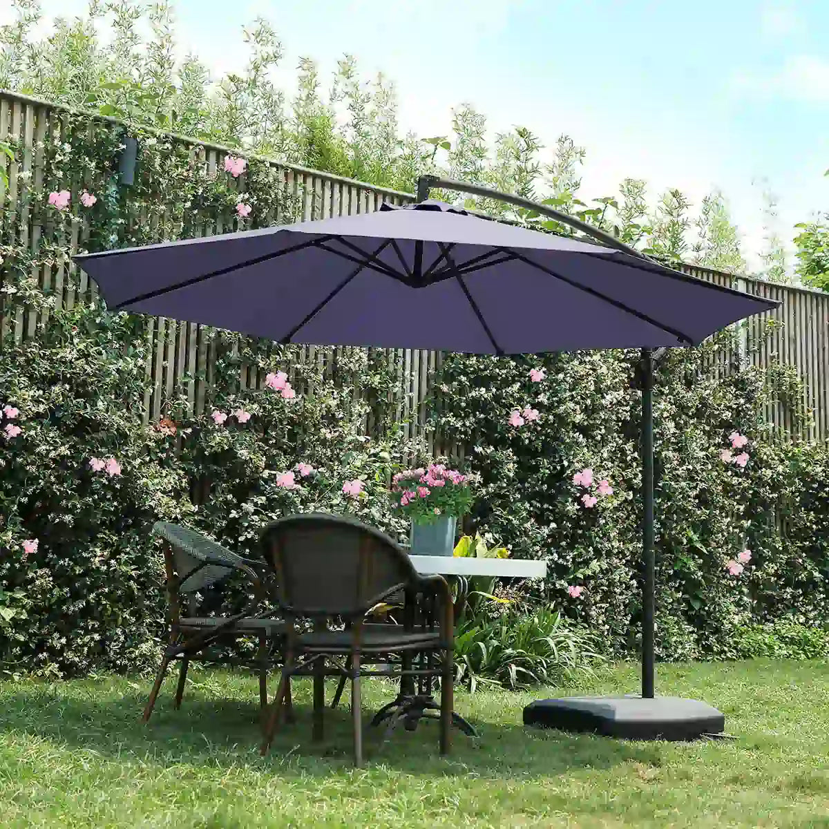 Navy Blue 10 ft offset patio umbrella for backyard#color_navy blue