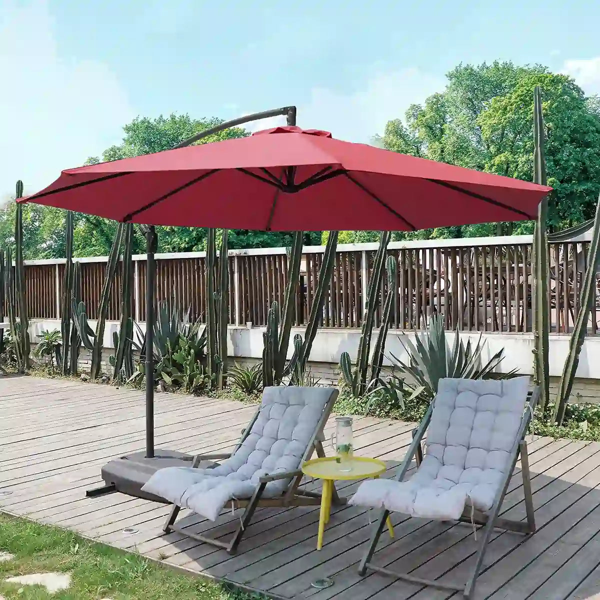 Wine 10 ft offset umbrella for patio#color_wine