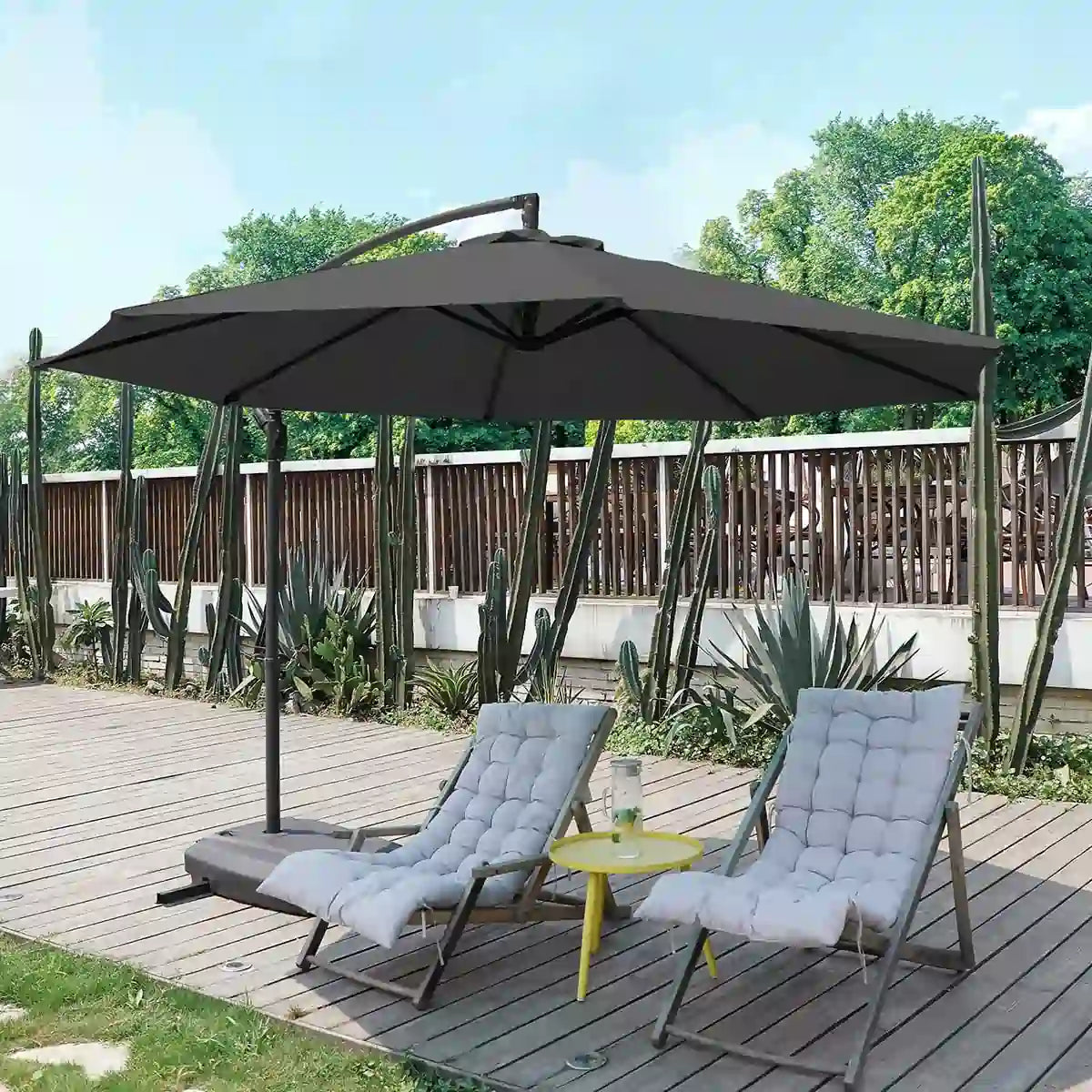 grey 10 ft offset umbrella for patio shade#color_ribs grey