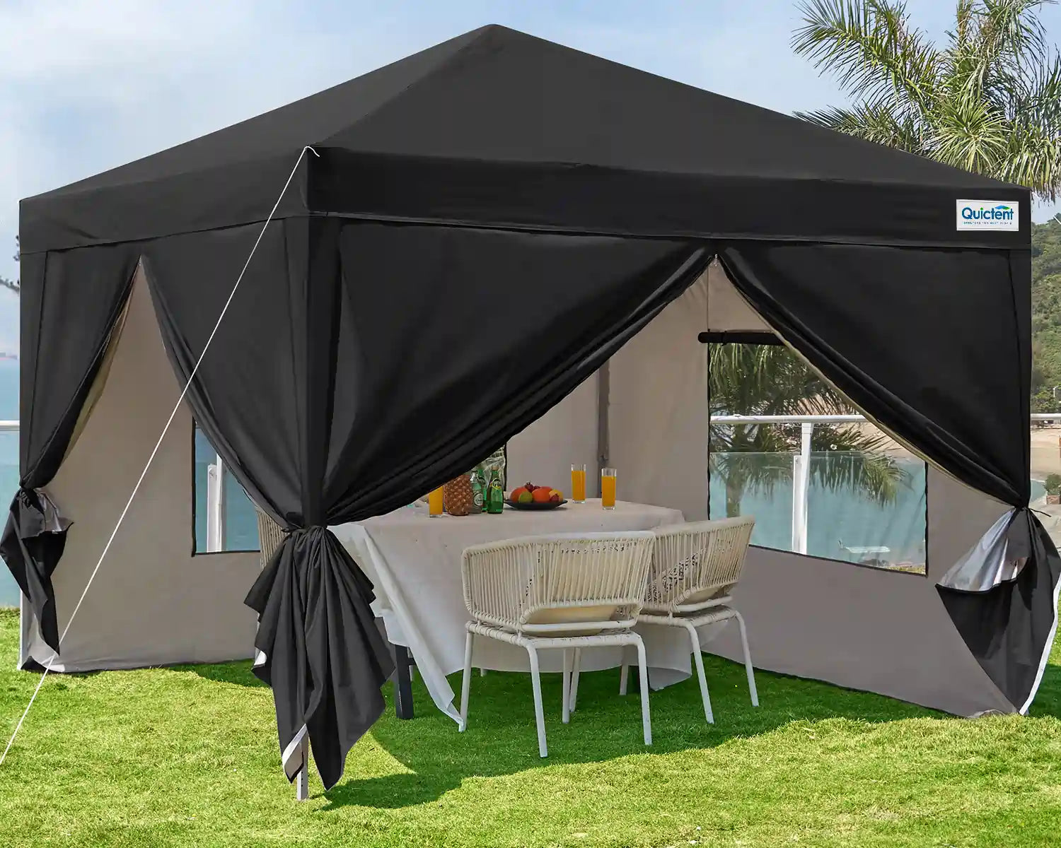 black 10x10 canopy with sidewall#color_black (Upgraded)