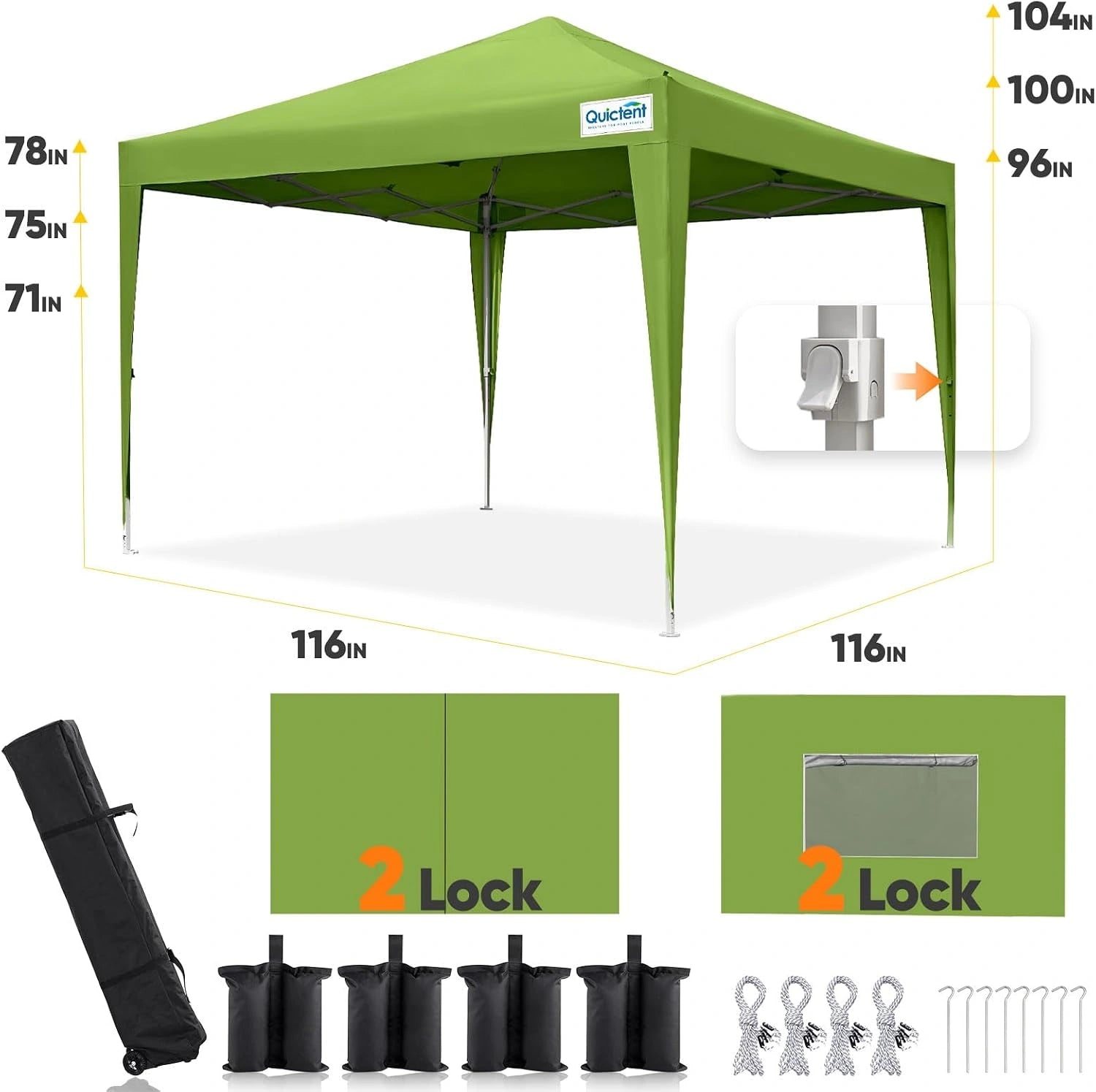 green canopy 3 height options#color_green (Upgraded)