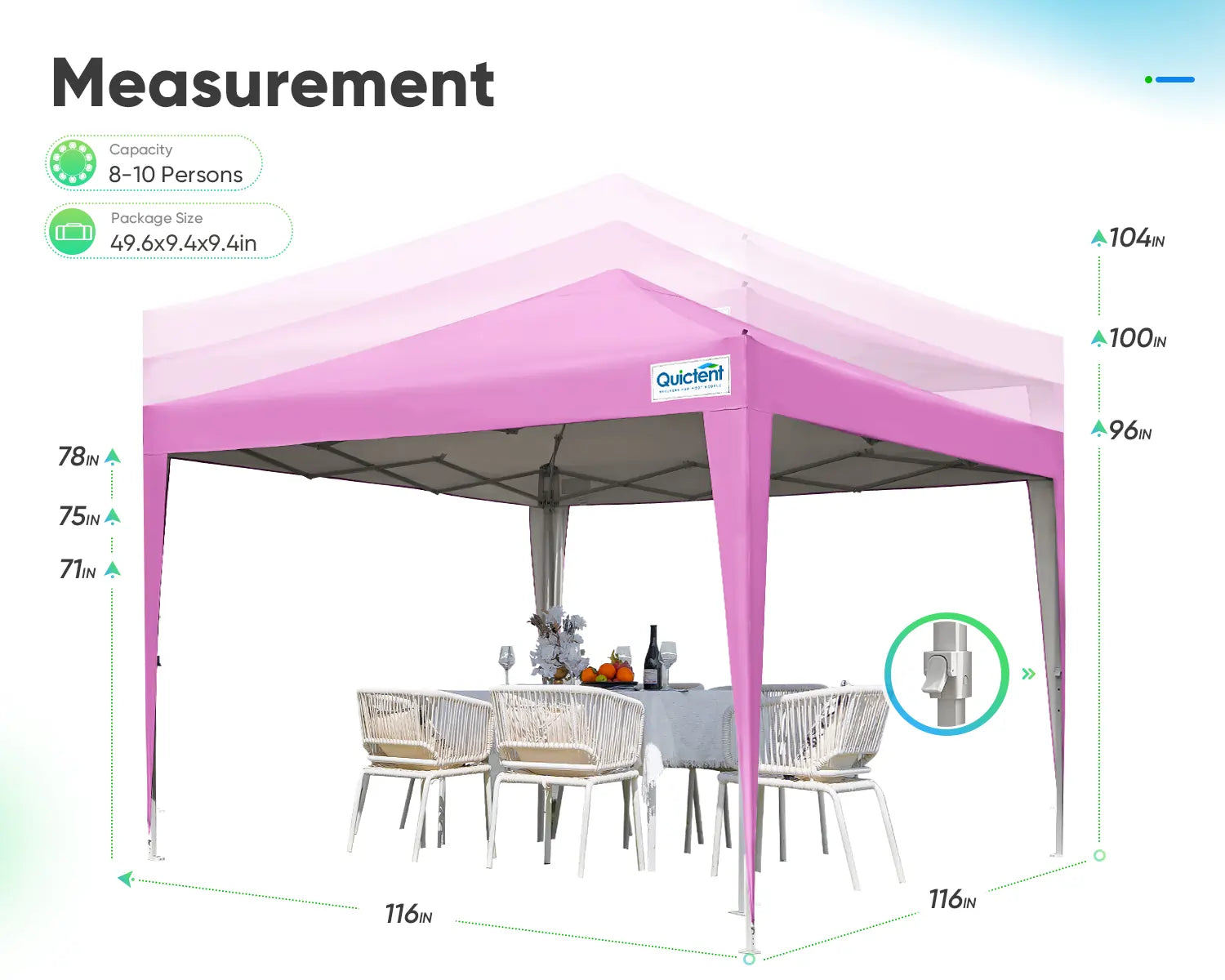 pink 10x10 canopy height options#color_pink (Upgraded)