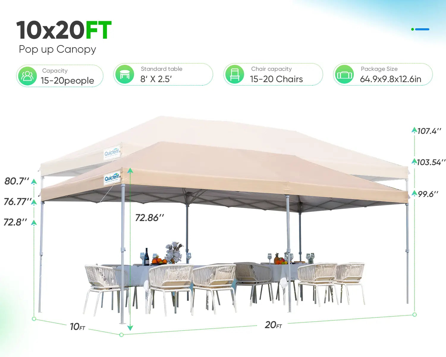 10x20 canopy tent 3 built-in height options#color_beige