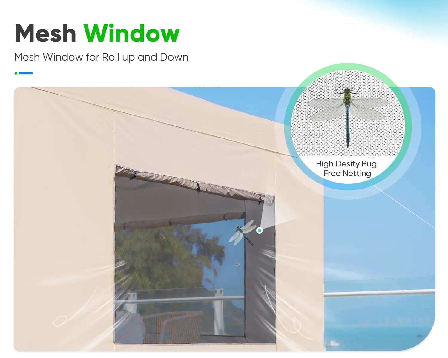 10x20 Tent With Netting Window#color_beige