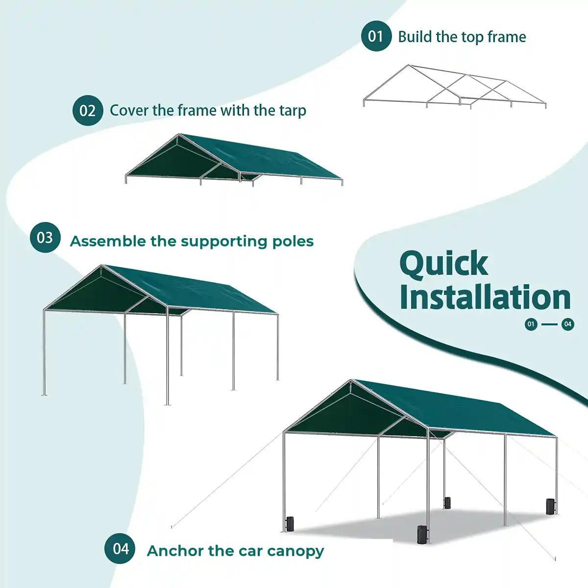 greenhouse carport quick installation#color_green