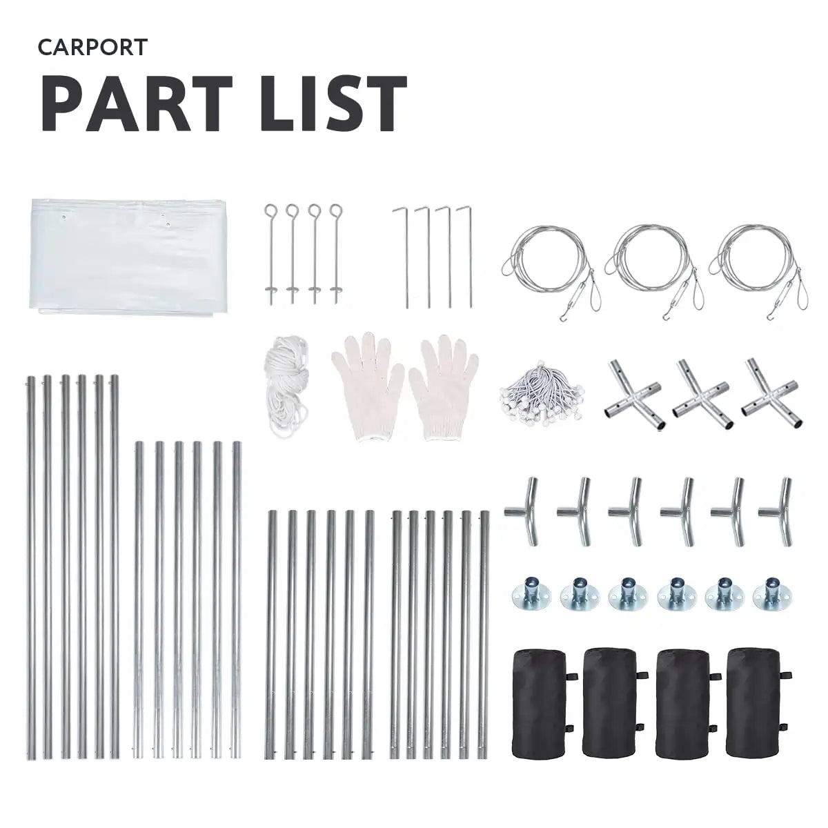 white carport part list#color_white