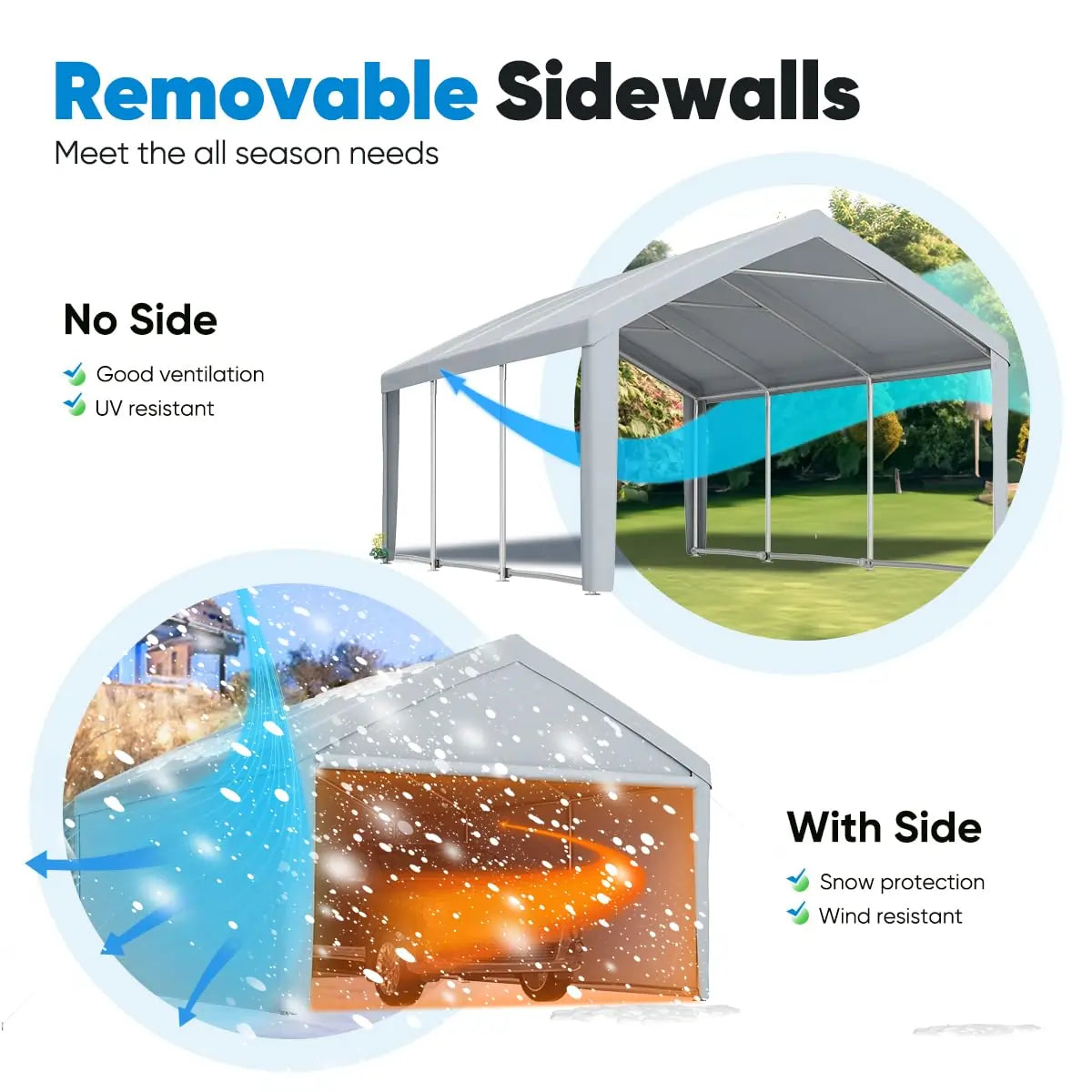 20x13 carport with removable sidewalls#color_gray