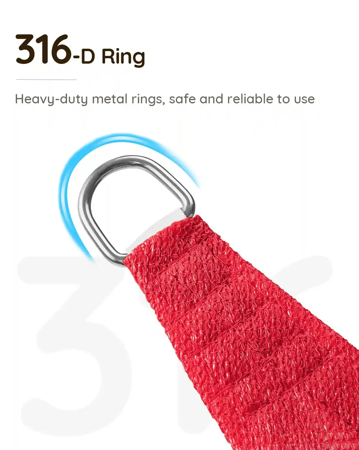 red shade sail 316 D ring