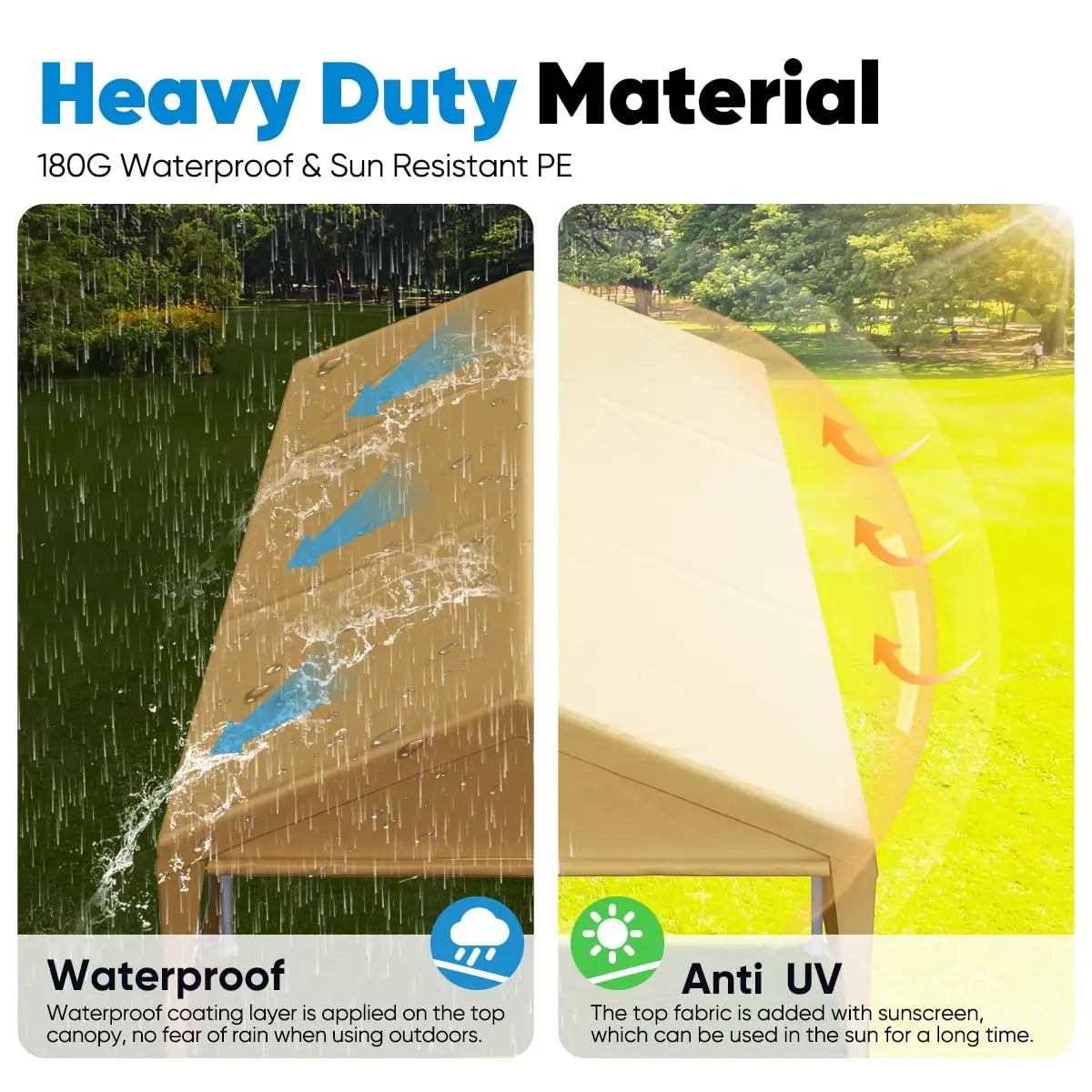 car shelter with wiindows streamline roof#color_beige