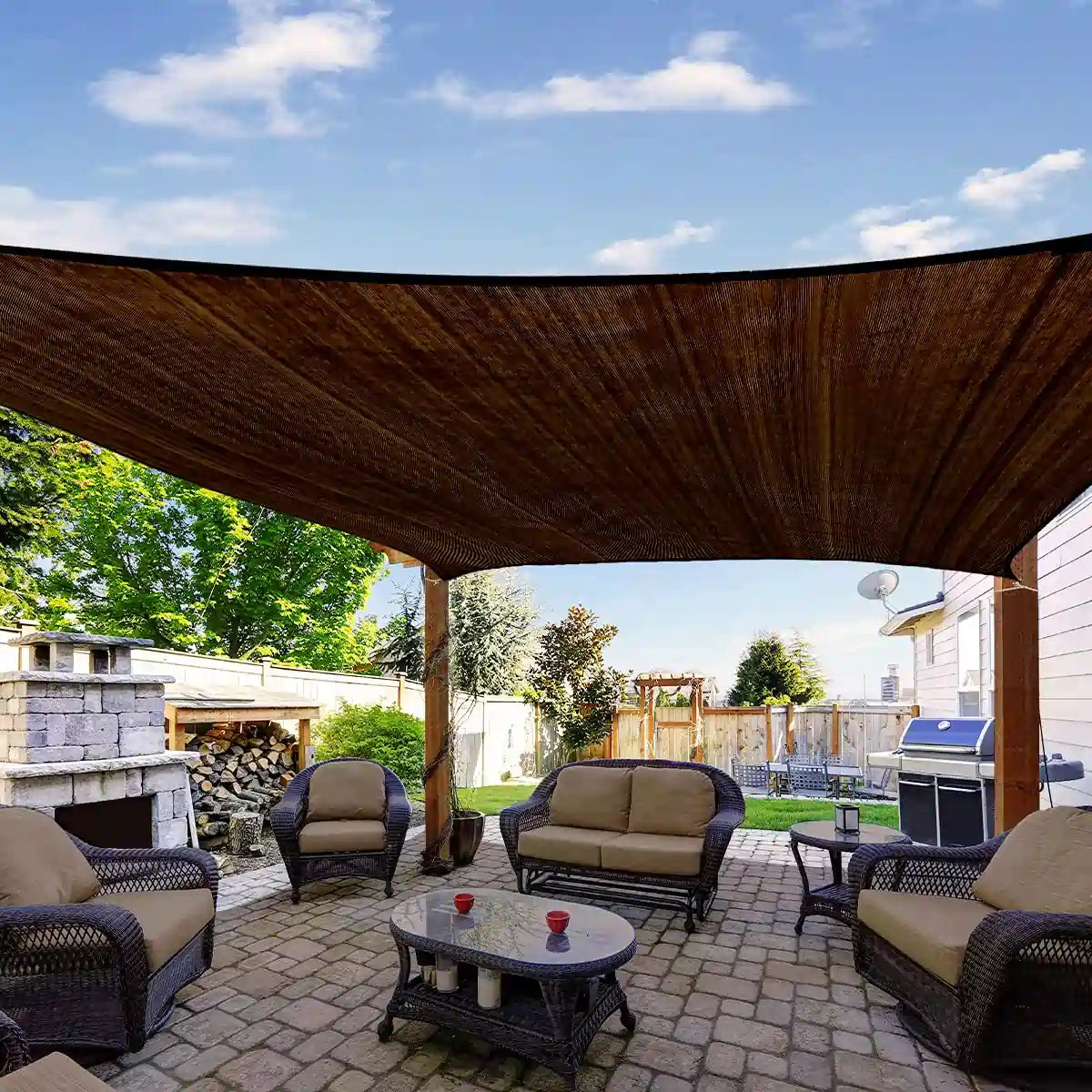Brown square shade sail for backyard#color_brown