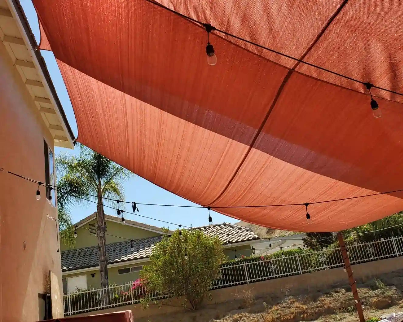 Terracotta square shade sail for backyard#color_terracotta